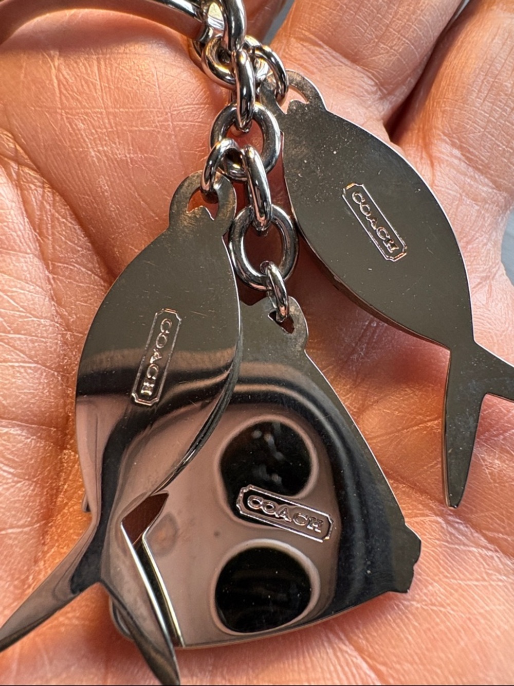 Coach Silver Keyring with Blue and Green Enamel Fish Charms - Picture 2 of 3